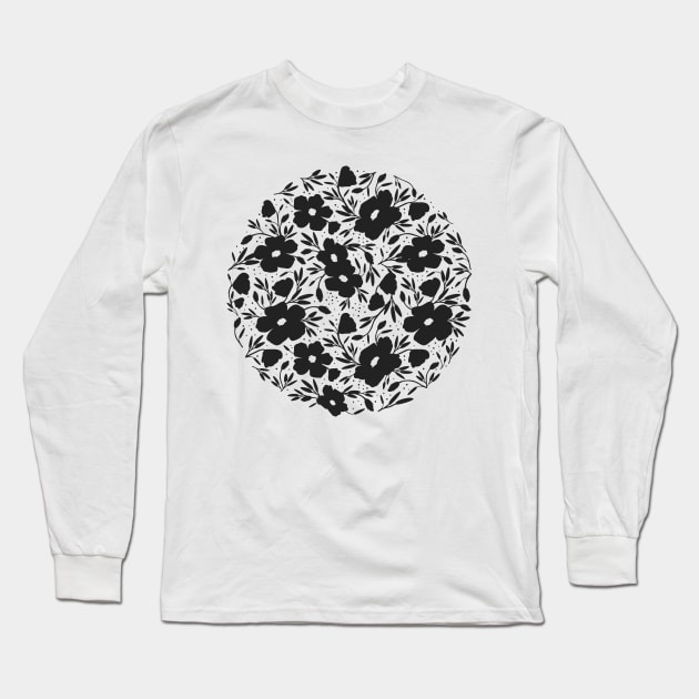 Black and white floral pattern Long Sleeve T-Shirt by lents